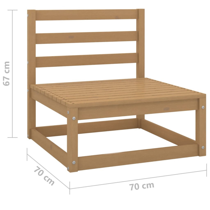 Ogrodowa sofa środkowa, miodowy brąz, lite drewno sosnowe