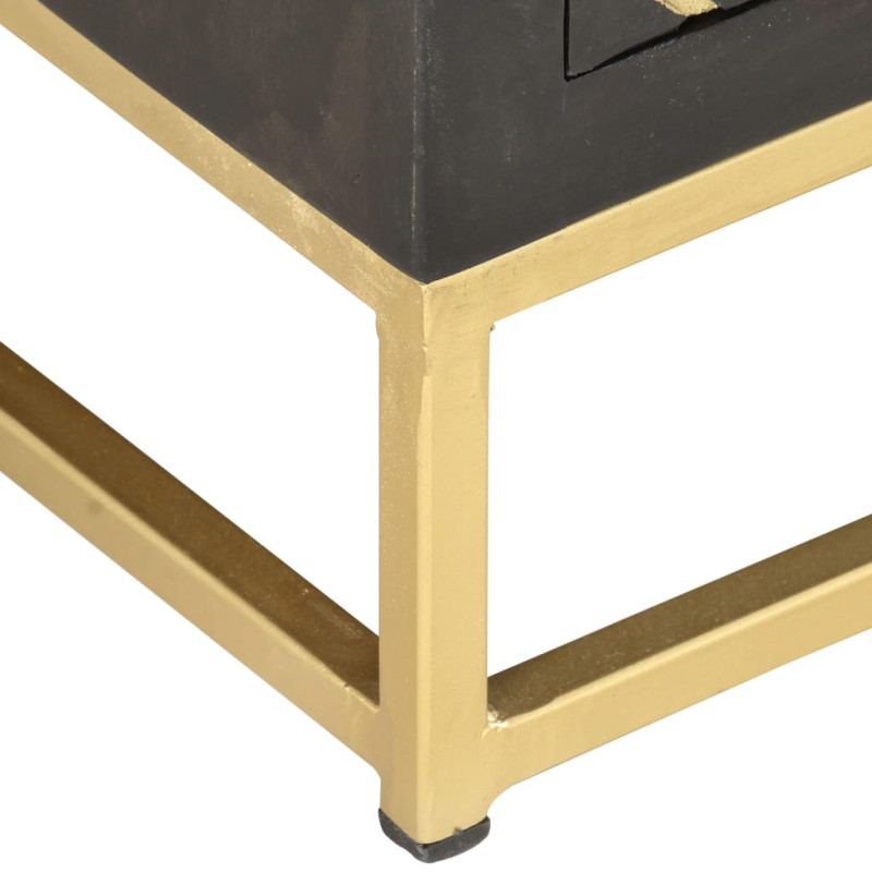 Szafka pod TV, czarno-złota, 120x30x40 cm, lite drewno mango