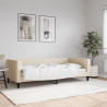 Sofa z funkcją spania, kremowe, 90x200 cm, obita tkaniną