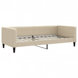 Sofa z funkcją spania, kremowe, 90x200 cm, obita tkaniną