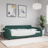 Sofa z funkcją spania, ciemnozielona, 100x200 cm, aksamitna