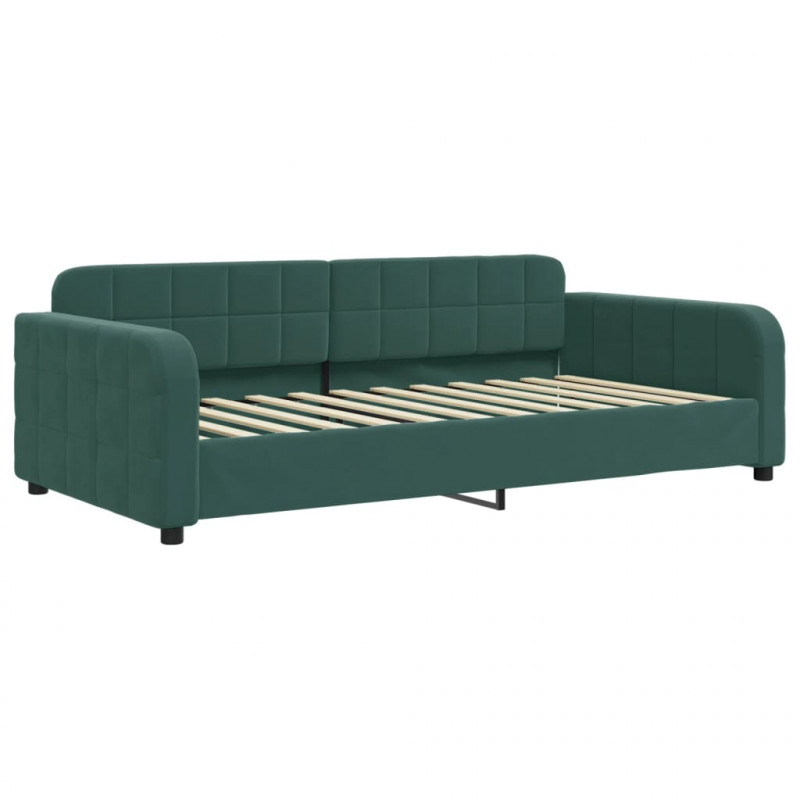 Sofa z funkcją spania, ciemnozielona, 100x200 cm, aksamitna