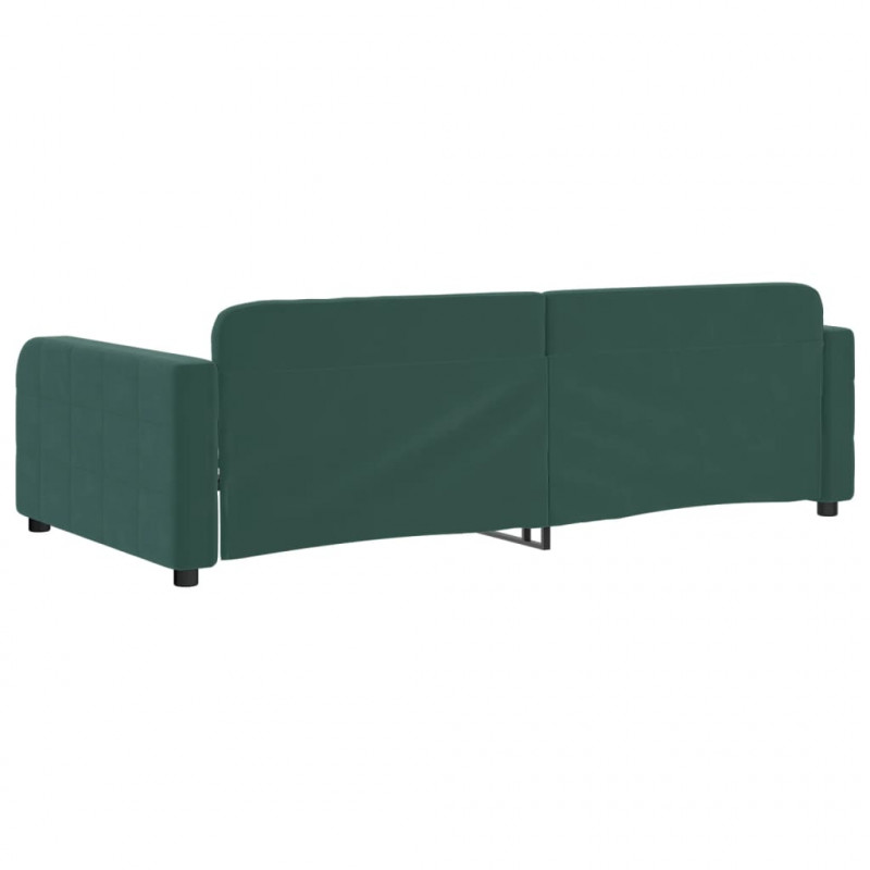 Sofa z funkcją spania, ciemnozielona, 100x200 cm, aksamitna
