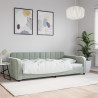 Sofa z funkcją spania, jasnoszara, 100x200 cm, obita aksamitem