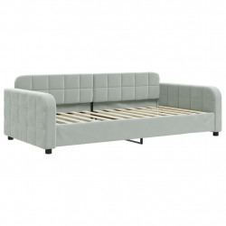 Sofa z funkcją spania, jasnoszara, 100x200 cm, obita aksamitem