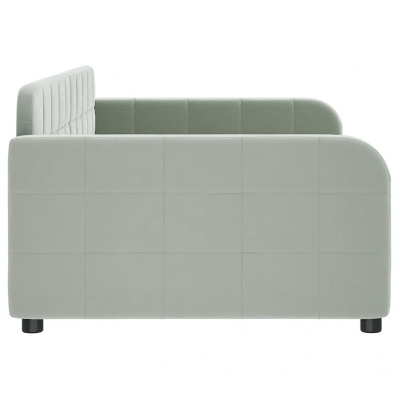 Sofa z funkcją spania, jasnoszara, 100x200 cm, obita aksamitem