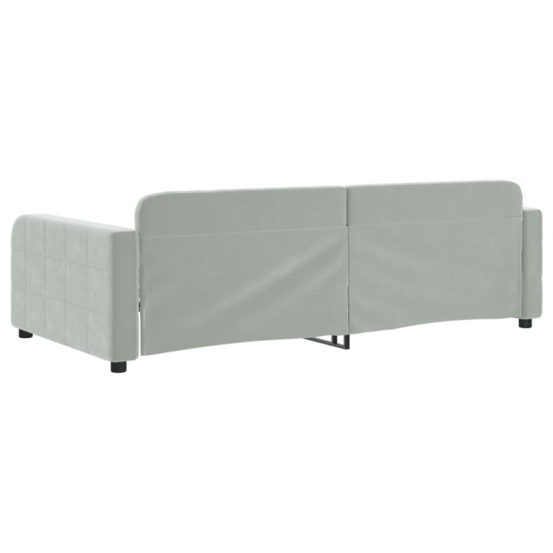 Sofa z funkcją spania, jasnoszara, 100x200 cm, obita aksamitem