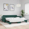Sofa rozsuwana, ciemnozielona, 100x200 cm, aksamit