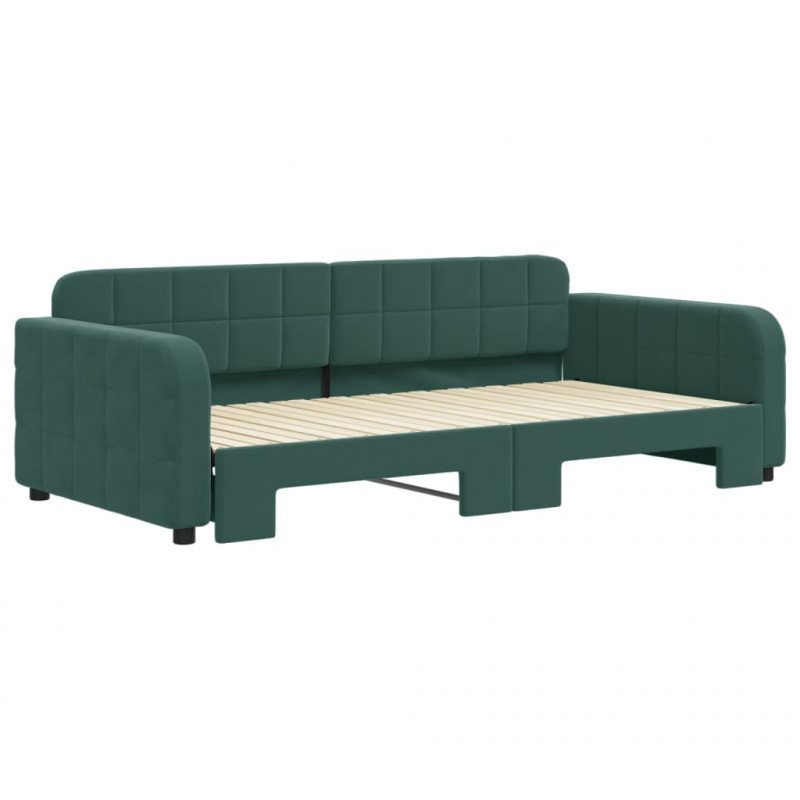 Sofa rozsuwana, ciemnozielona, 100x200 cm, aksamit