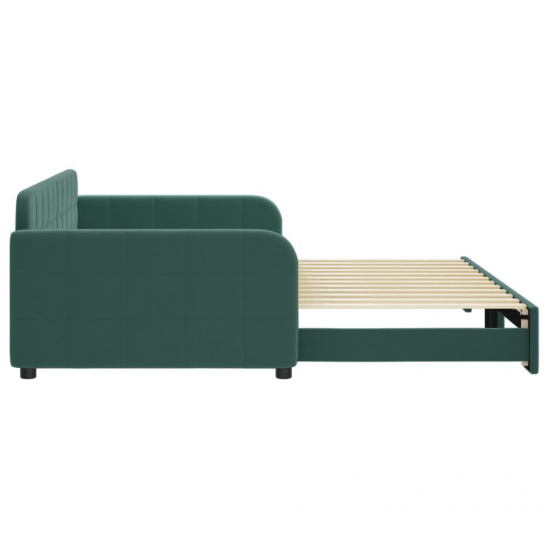 Sofa rozsuwana, ciemnozielona, 100x200 cm, aksamit
