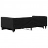 Sofa rozsuwana z szufladami, czarna, 100x200 cm, tkanina