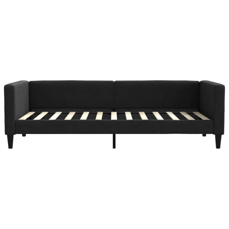 Sofa rozsuwana z szufladami, czarna, 100x200 cm, tkanina