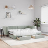 Sofa rozsuwana z szufladami, jasnoszara, 80x200 cm, aksamit