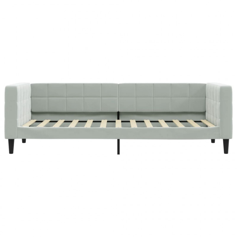 Sofa rozsuwana z szufladami, jasnoszara, 80x200 cm, aksamit