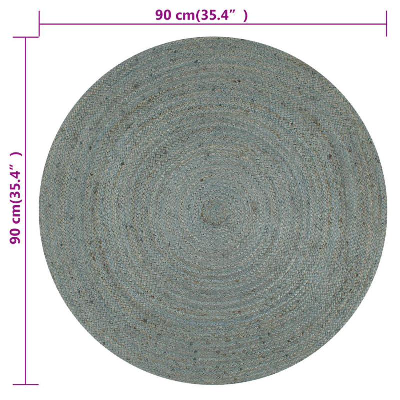 Ręcznie wykonany dywan z juty, okrągły, 90 cm, oliwkowozielony
