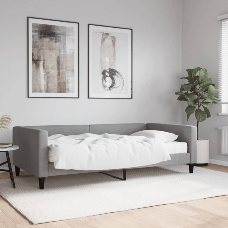 Sofa z materacem do spania, jasnoszara, 100x200 cm, tkanina