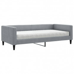 Sofa z materacem do spania, jasnoszara, 100x200 cm, tkanina
