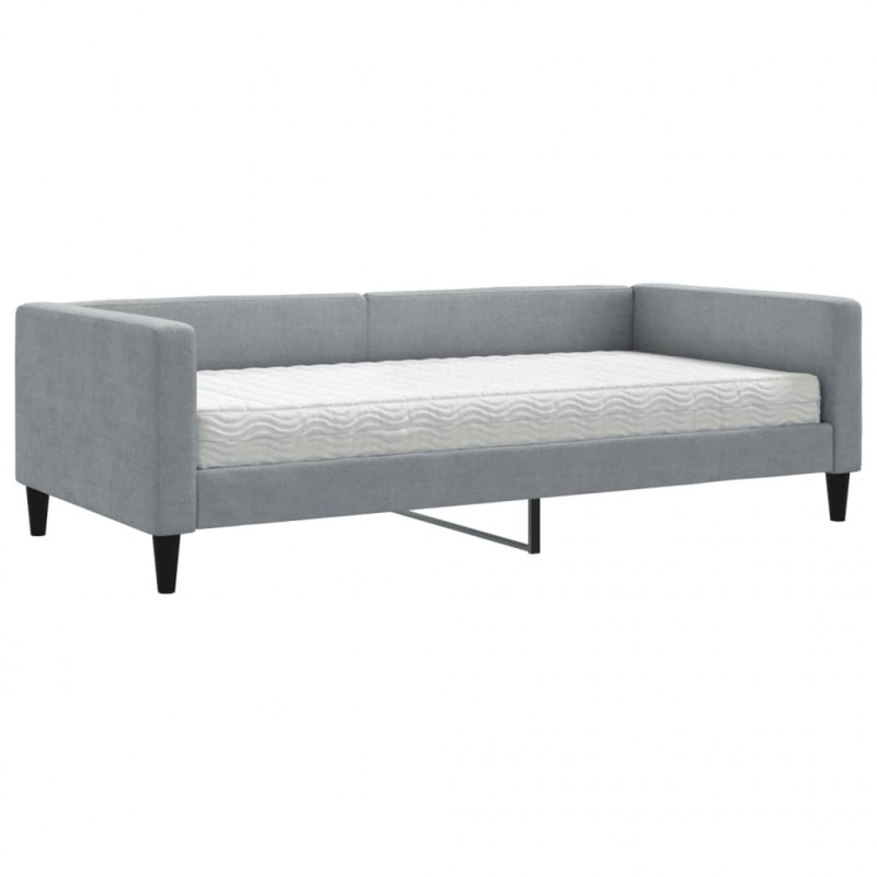 Sofa z materacem do spania, jasnoszara, 100x200 cm, tkanina