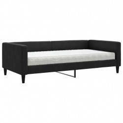 Sofa z materacem do spania, czarna, 100x200 cm, tkanina