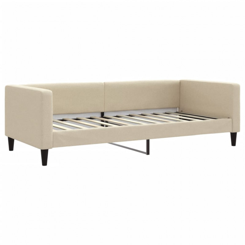Sofa rozsuwana z materacami, kremowa, 90x200 cm, tkanina