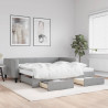 Sofa rozsuwana z szufladami, jasnoszara, 100x200 cm, tkanina