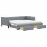 Sofa rozsuwana z szufladami, jasnoszara, 100x200 cm, tkanina