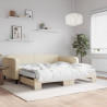 Sofa rozsuwana z materacami, kremowa, 100x200 cm, tkanina