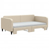 Sofa rozsuwana z materacami, kremowa, 100x200 cm, tkanina
