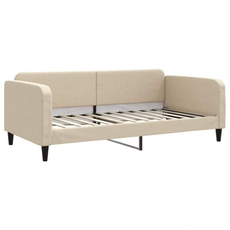 Sofa rozsuwana z materacami, kremowa, 100x200 cm, tkanina