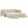 Sofa rozsuwana z szufladami, kremowa, 80x200 cm, tkanina