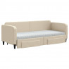 Sofa rozsuwana z szufladami, kremowa, 80x200 cm, tkanina