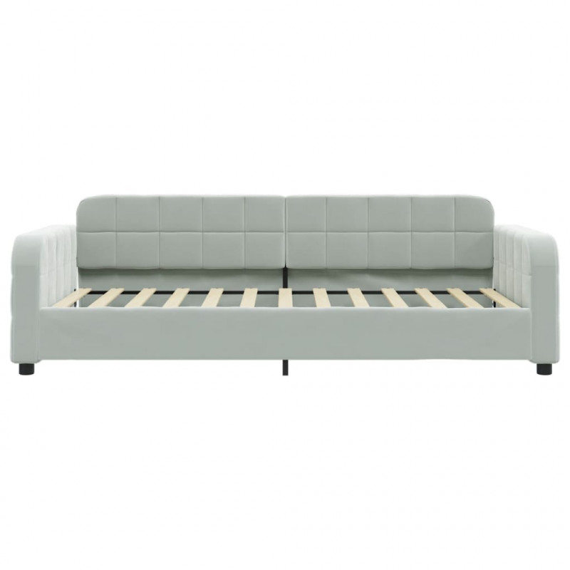 Sofa z materacem do spania, jasnoszara, 100x200 cm, aksamit