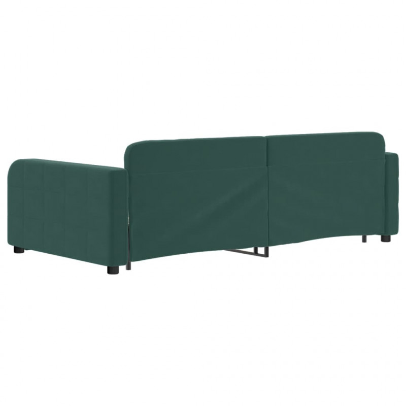 Sofa rozsuwana z szufladami, ciemnozielona, 100x200 cm, aksamit
