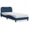 Rama łóżka z zagłówkiem, niebieska, 90x200 cm, obita tkaniną