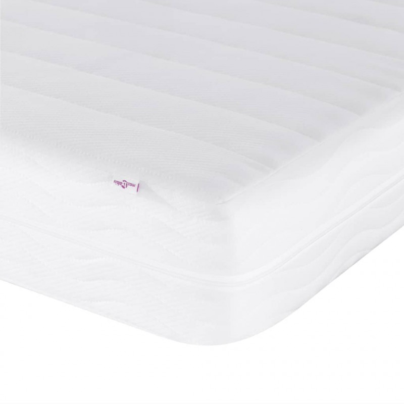 Łóżko z materacem, niebieskie, 90x200 cm, obite tkaniną