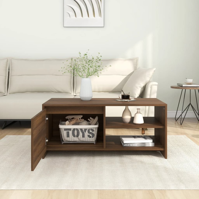 Stolik kawowy, brązowy dąb 102x50x45 cm materiał drewnopochodny