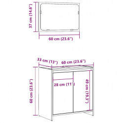 2-częściowy zestaw mebli łazienkowych, kolor starego drewna
