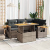 4-cz. sofa ogrodowa z poduszkami, szary, rattan PE i akacja