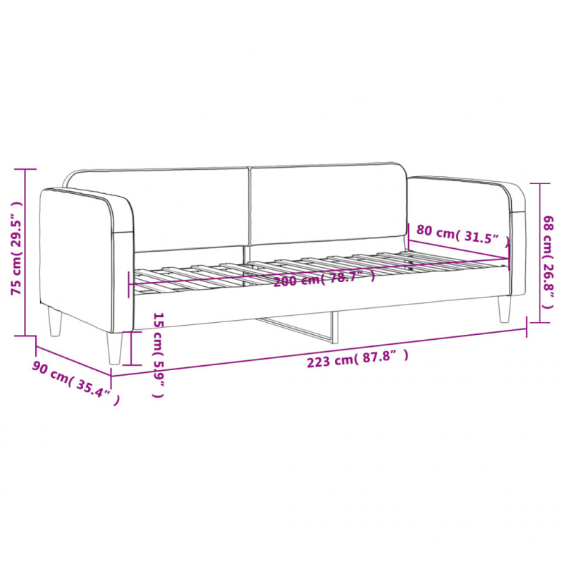 Sofa z funkcją spania, kremowa, 80x200 cm, obita tkaniną