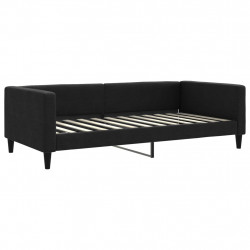 Sofa z funkcją spania, czarna, 100x200 cm, obita tkaniną