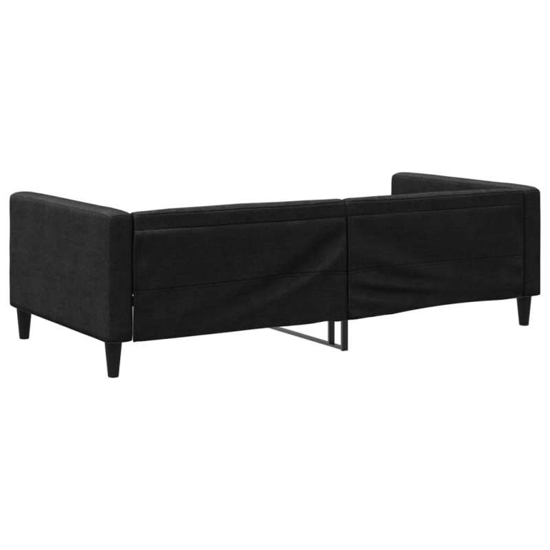Sofa z funkcją spania, czarna, 100x200 cm, obita tkaniną