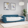 Sofa z funkcją spania, niebieska, 100x200 cm, obita aksamitem
