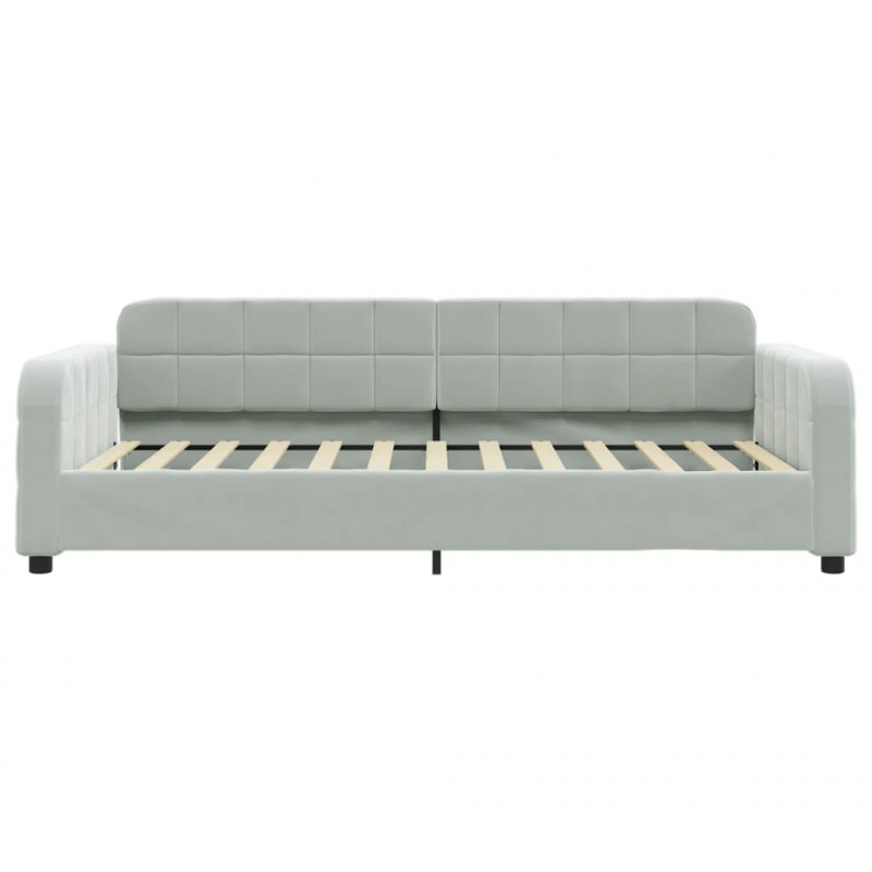 Sofa z funkcją spania, jasnoszara, 90x200 cm, obita aksamitem