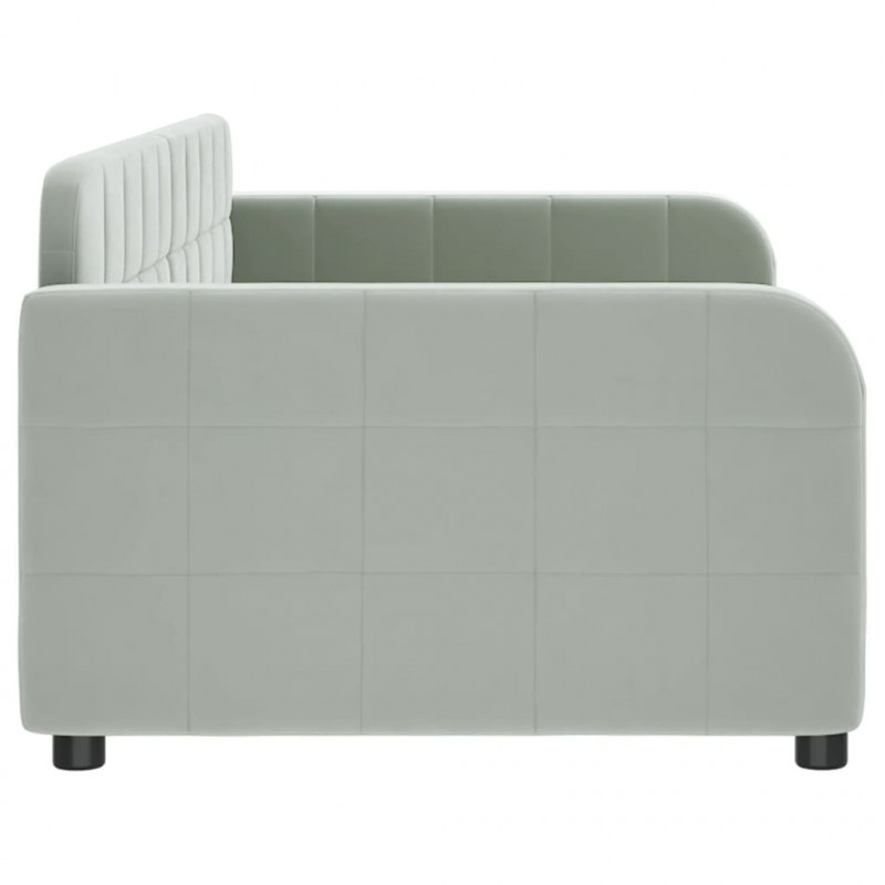Sofa z funkcją spania, jasnoszara, 90x200 cm, obita aksamitem
