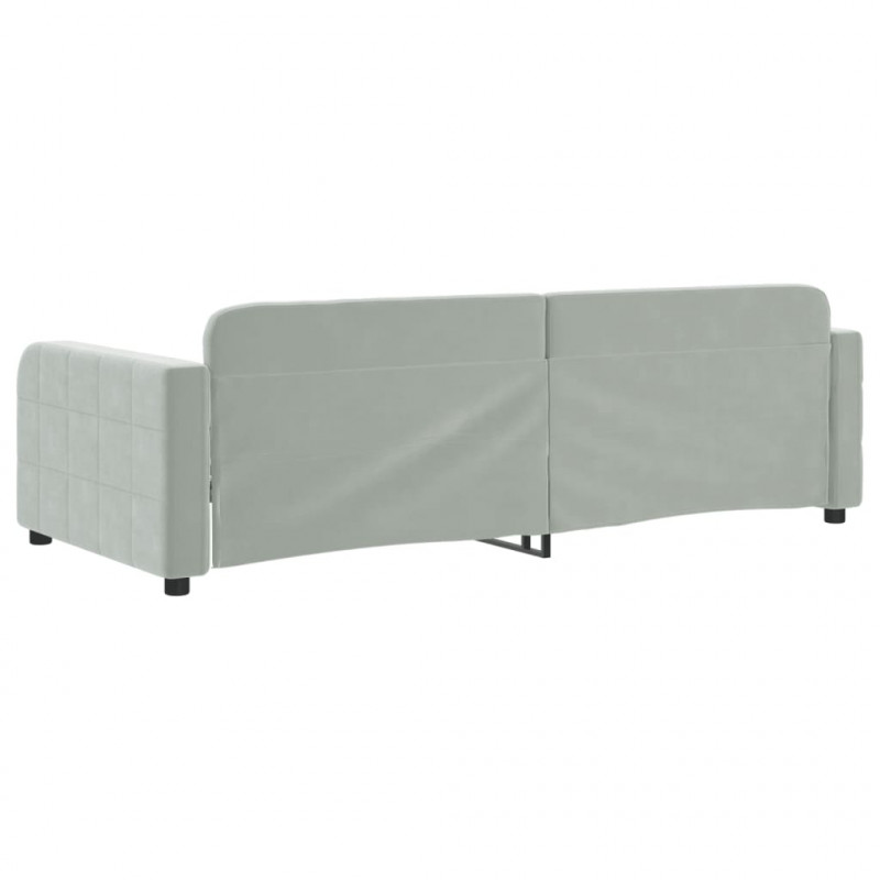 Sofa z funkcją spania, jasnoszara, 90x200 cm, obita aksamitem