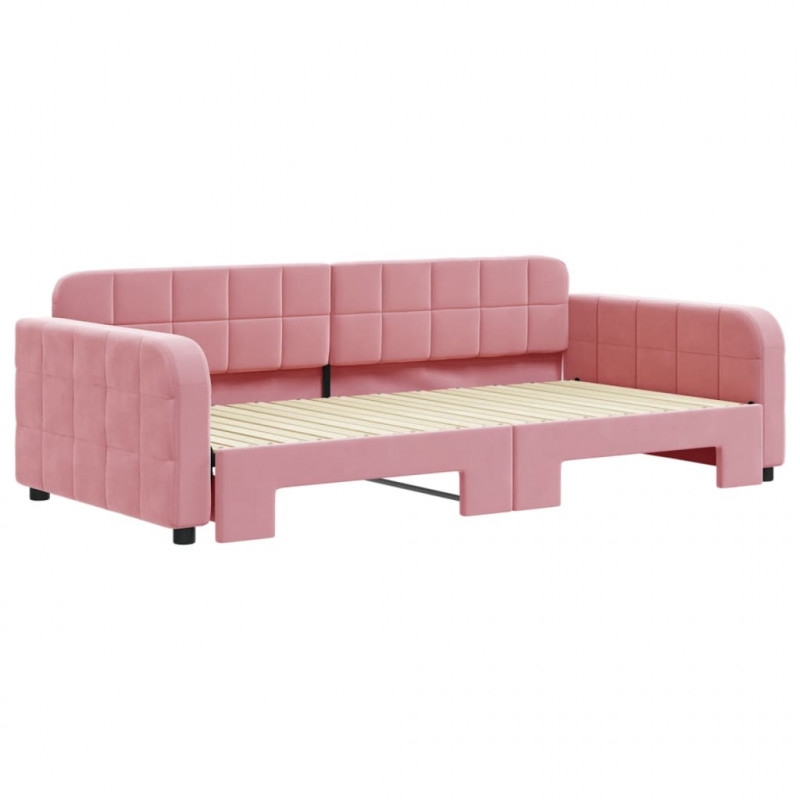 Sofa rozsuwana, różowa, 100x200 cm, aksamit