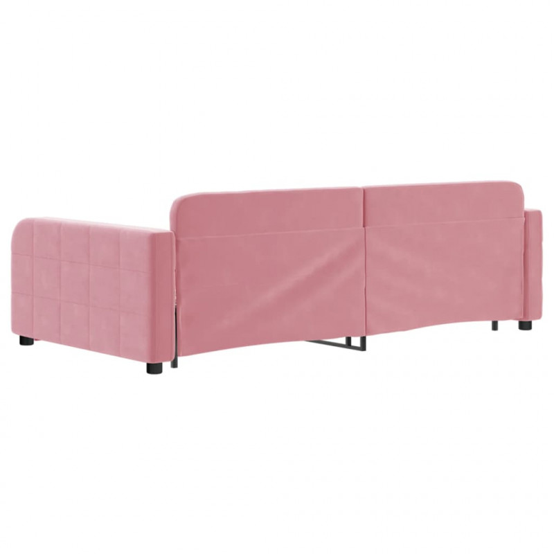 Sofa rozsuwana, różowa, 100x200 cm, aksamit
