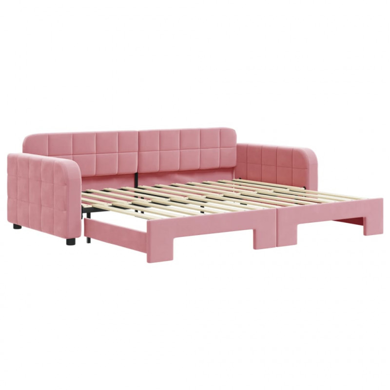 Sofa rozsuwana, różowa, 90x200 cm, aksamit