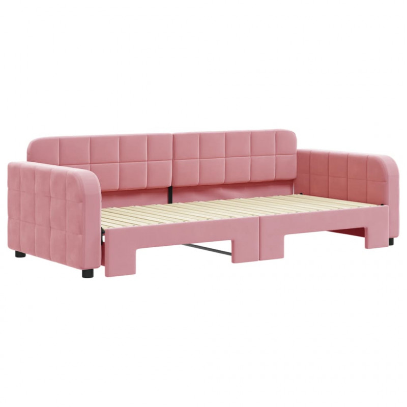 Sofa rozsuwana, różowa, 90x200 cm, aksamit