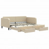 Sofa rozsuwana z szufladami, kremowa, 100x200 cm, tkanina